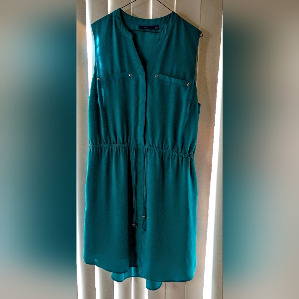 APT. 9 Womens Blue Sleeveless Pockets Drawstring Zip Pullover Sheath Dress XL - Picture 4 of 11